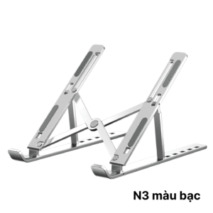 Giá đỡ laptop N3 BẠC – Nhôm gấp gọn, 7 cấp độ điều chỉnh, cho máy 11-15inch