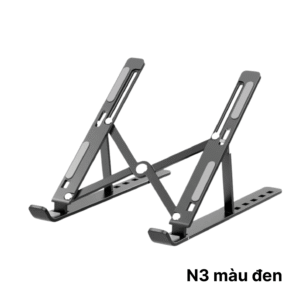 Giá đỡ laptop N3 ĐEN – Nhôm gấp gọn, 7 cấp độ điều chỉnh, cho máy 11-15inch