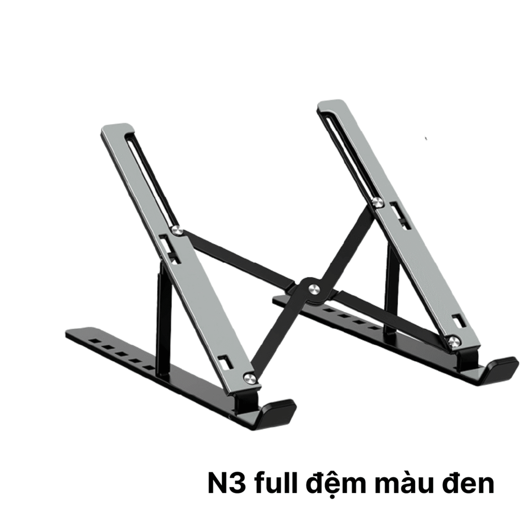 Giá đỡ laptop N314 ĐEN - Nhôm gấp gọn, 7 cấp độ điều chỉnh, cho máy 11-14 inch