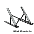 Giá đỡ laptop N3 Full ĐEN -  Nhôm gấp gọn, 7 cấp độ điều chỉnh, cho máy 11-15 inch