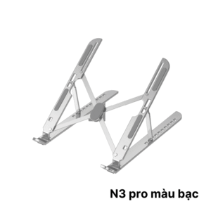 Giá đỡ laptop N3 Pro BẠC – Nhôm gấp gọn, 10 cấp độ điều chỉnh, cho máy 11-15inch