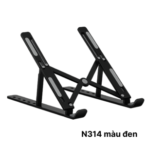 Giá đỡ laptop N314 ĐEN –  Nhôm gấp gọn, 7 cấp độ điều chỉnh, cho máy 11-14 inch