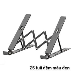 Giá đỡ laptop Z5 full đệm ĐEN – Nhôm dày, 10 cấp độ nâng hạ phù hợp cho laptop 11-17 inch