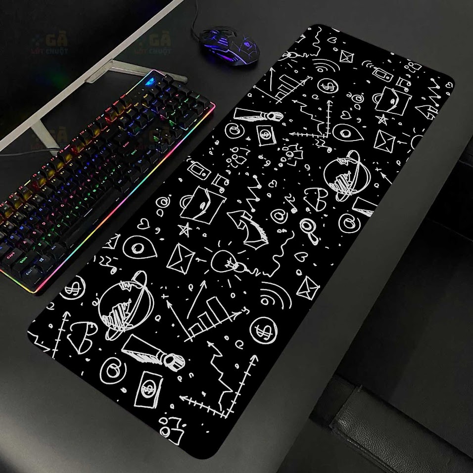 xr:d:DAFS1VN_bH4:6,j:41992016235,t:22112405 Lót chuột cỡ lớn 80x30 Icon linh tinh NỀN ĐEN Ver 2 - Ảnh 1