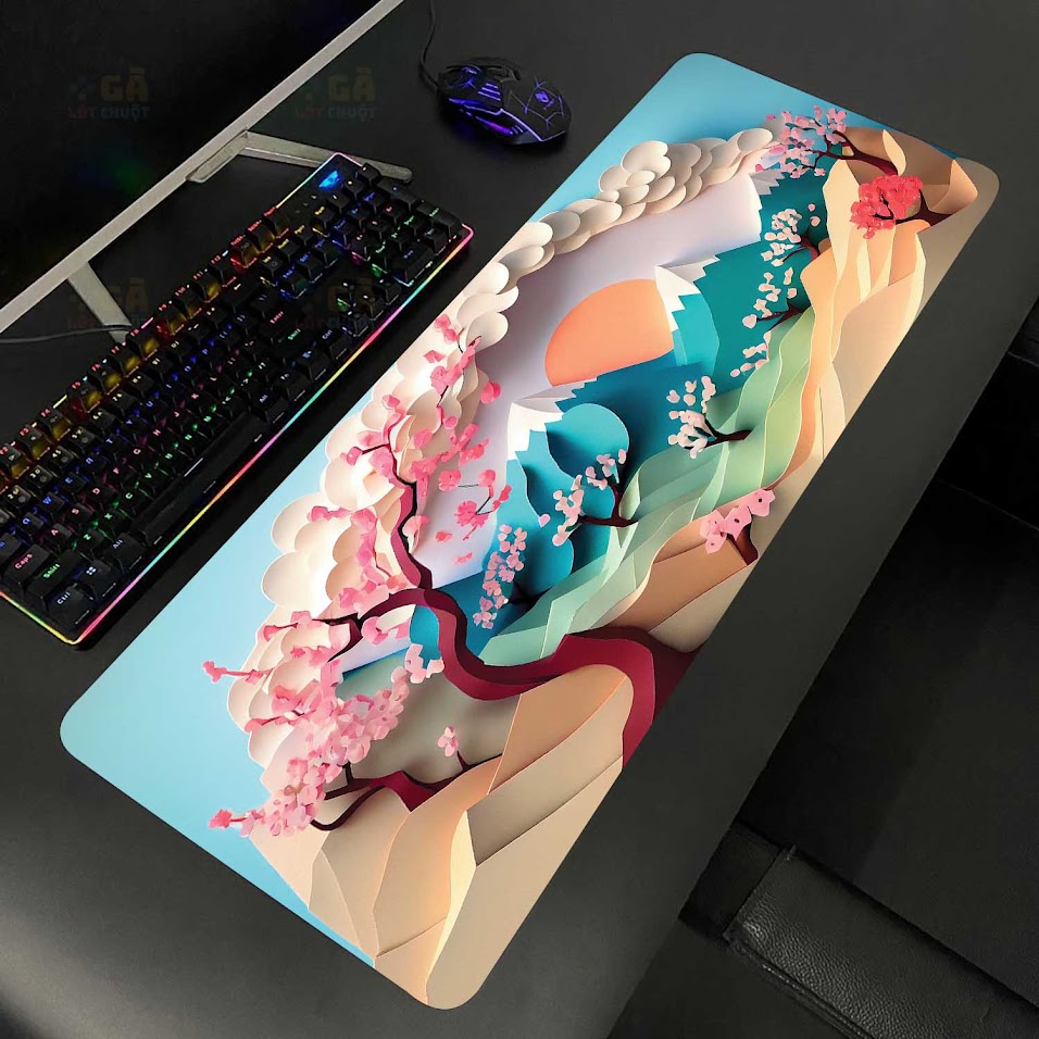 xr:d:DAFS1VN_bH4:6,j:41992016235,t:22112405 Lót chuột cỡ lớn 80x30 Xếp Giấy Phong Cảnh XUÂN Ver 1 - Ảnh 1