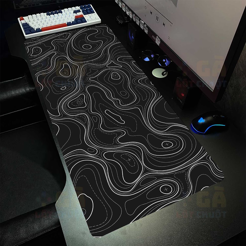 Lót chuột cỡ lớn 9040 (103) Lót chuột cỡ lớn 90x40 ĐEN CHỈ TRẮNG - Ảnh 1