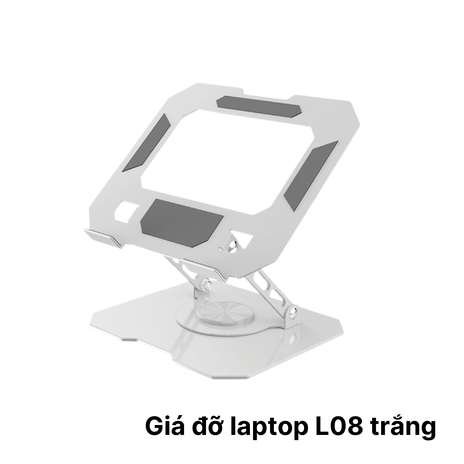 L08 Trắng Giá đỡ xoay laptop L08 BẠC – Kim loại, xoay 360° phù hợp cho laptop 11-17 inch - Ảnh 1