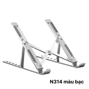 Giá đỡ laptop N314 BẠC –  Nhôm gấp gọn, 7 cấp độ điều chỉnh, cho máy 11-14 inch