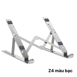 Giá đỡ laptop Z4 BẠC – Nhôm gấp gọn, 10 cấp độ điều chỉnh, cho máy 11-16inch