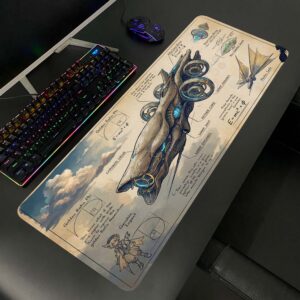 Lót chuột cỡ lớn 80×30 Bản vẽ phi thuyền – Deskmat cho setup bàn làm việc