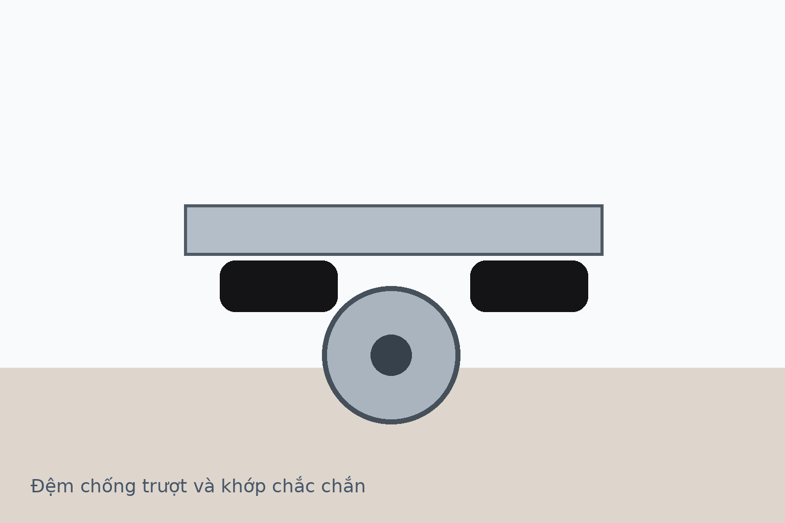 Đệm chống trượt và khớp chắc chắn trên giá đỡ laptop