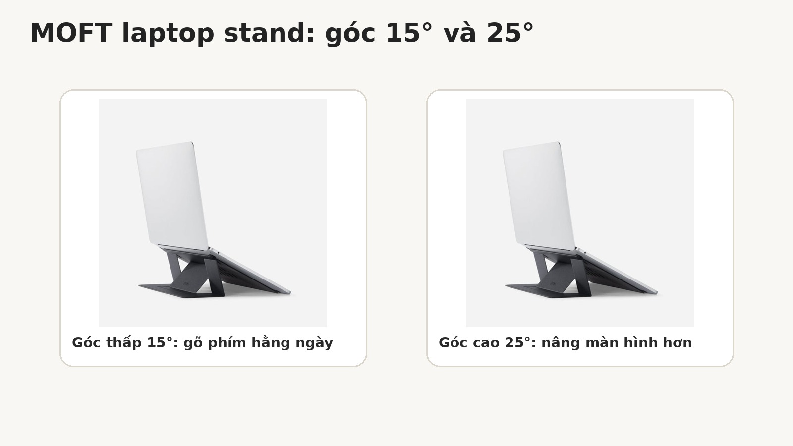 Giá đỡ MOFT laptop với hai góc nâng 15 và 25 độ