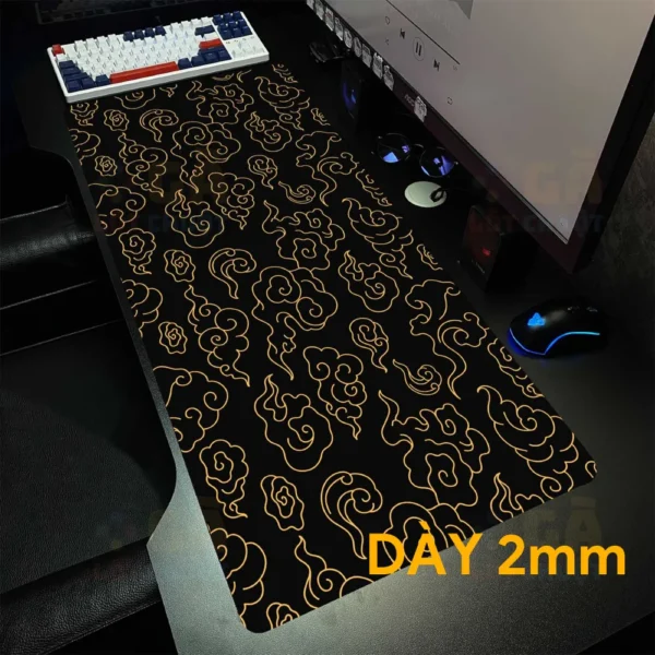Lót chuột 90x40 2mm Mây màu vàng nền đen